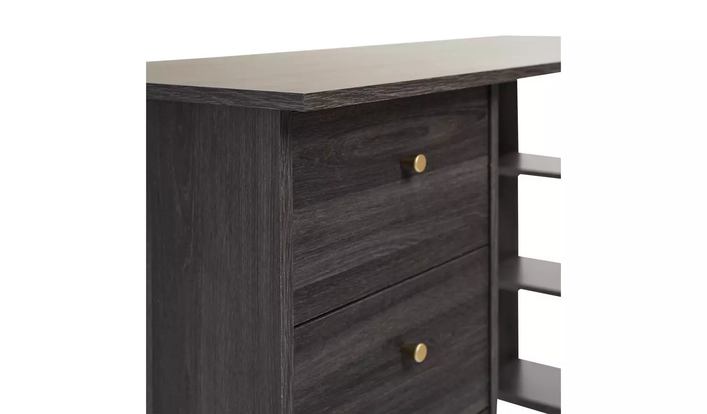 Assembled Malibu 3 Drawer Office Desk - Black & Brown